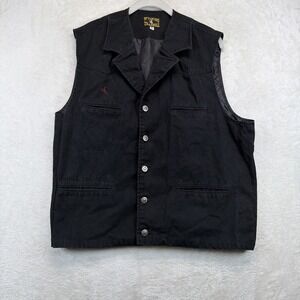 Wyoming Traders Western Cowboy Vest Mens XL Black Ranch Rodeo Button Front